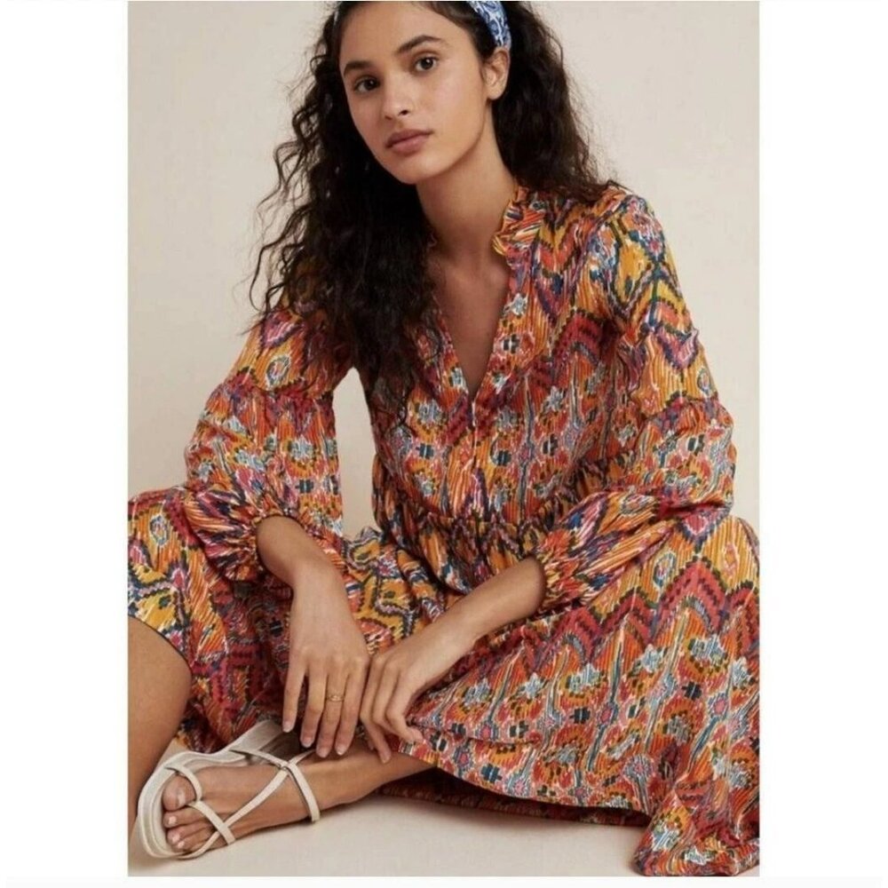 Anthropologie Maeve Tamarind Tiered Maxi Dress. SZ XSP - Picture 1 of 4